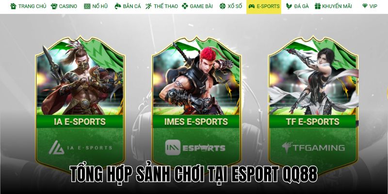 Hiện đang có 3 sảnh chơi Esport hàng đầu tại QQ88